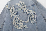 Y2K Embroidery Spider Patch Denim Jacket