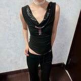 Gothic Diamond Cross Backless Crop Top