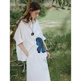 Embroidered Shoulder Mid-Length Shirt