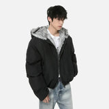 Retro Solid Color Thicken Hooded Fur Jacket