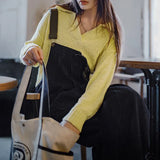 Yellow Ribbed Cropped Knitwear Sweater