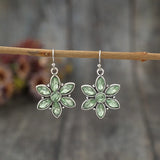 Green Stone Vintage Silver Dangle Earrings