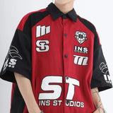 Men Retro American Style Racing Embroidered Shirt