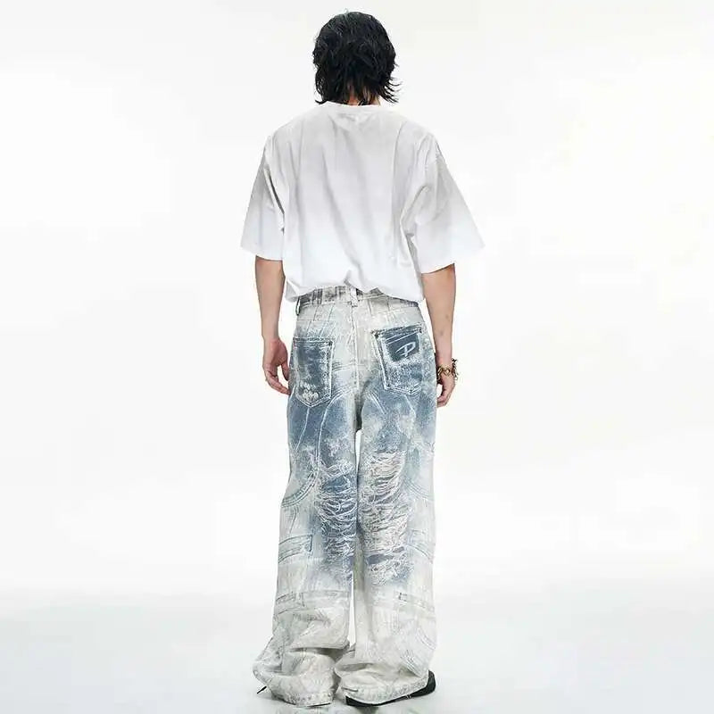 Luxury Vintage 3D Printed Designer Jeans