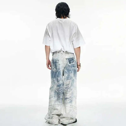 Luxury Vintage 3D Printed Designer Jeans