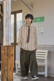 Japanese Vintage Striped Loose Long Shirt