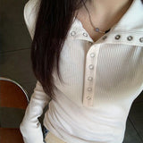 Y2K Ribbed Button-Up Sweater