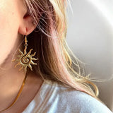 Large Swirl Sun Spiral Celestial Earring