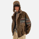 Winter Sherpa Spliced Lapel Leather Jacket