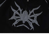 Y2K Spider Embroidery Zip-Up Hoodie