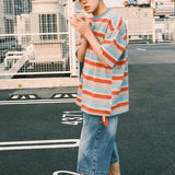 Men Casual Retro Vintage Striped Hip Hop T-Shirt