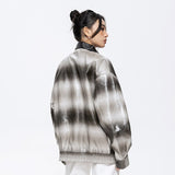 Gradient Turn-down Collar Leather Jacket