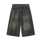 Vintage Trendy Distressed Denim Loose Fit Jorts