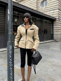Minimalist Patchwork Short Sleeve Leather Jacket