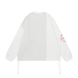 Cozy Distressed Patchwork Fleece Crew Sweatshirt