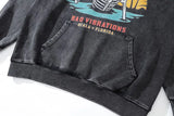 Breathable Oversized Gothic Skull Washed Print Hoodie