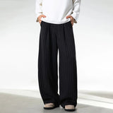 Old Money Style Stripe Wide Leg Suit Pants