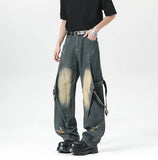 Effortless Streetwear Oversize Blue Gothic Cargo Jeans