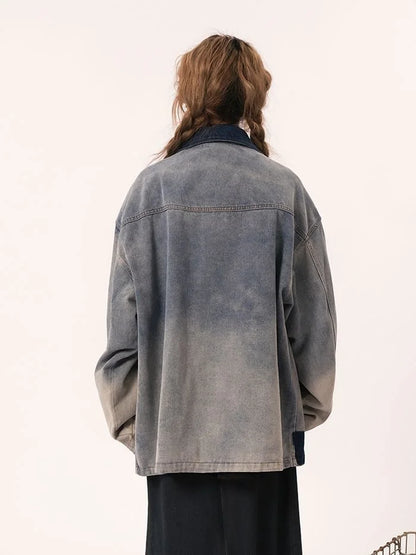 Chinese Style Retro Spliced Casual Denim Jacket