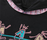 Graphic Print Hooded Short Sleeve Ripped T-Shirt