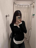 Layered Buttoned Long-Sleeve T-shirt