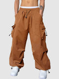 Loose Solid Drawstring Cargo Pants