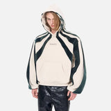 Y2K Breathable Flannel Stripe Patchwork Hoodie