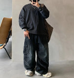 Trendy Oversized Distressed Washed Sweatshirt