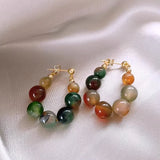Colorful Waterdrop Semi Precious Hoop Earrings