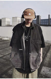 Rivet Design Gradient Sleeveless Denim Jacket