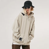 Vintage American Style Patchwork Fleece Hoodie