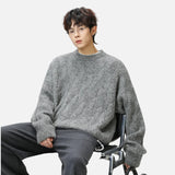 Chunky Mohair Cable Solid Color Knit Sweater