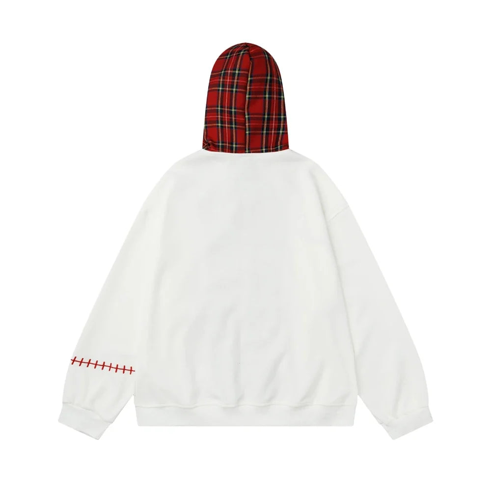 Y2K Insulated Zip Up Plaid Patchwork Sweatshirt