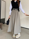 Solid Color Korean High-waisted Skirt