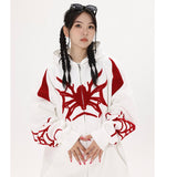 Y2K Spider Embroidery Zip-Up Hoodie