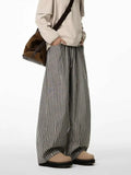 Streetwear Vintage Japanese Style Black Striped Pants