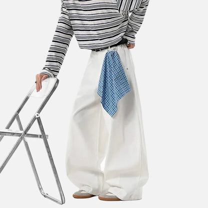 American Style Scarf Square Wide Leg Jeans