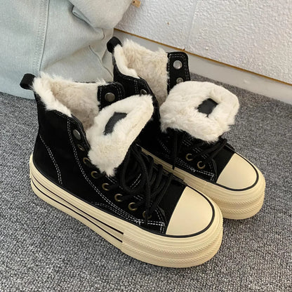 Warm Plush High Winter Lace Up Boots