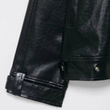 Vintage Gothic High Neck Zipper PU Leather Jacket