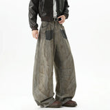 American Style Star Printing Dirty Dying Denim Jeans