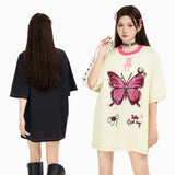 Women Butterfly Print Hip Hop Funny Polyester T-Shirt
