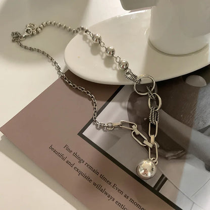 Geometric Asymmetric Sterling Silver Necklace