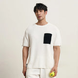 Streetwear Luxury Knit O-Neck Short Sleeve T-Shirt