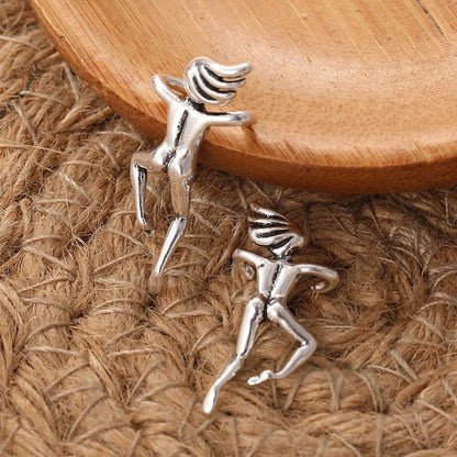 Retro Silver Character Clip Earring