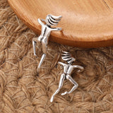 Retro Silver Character Clip Earring