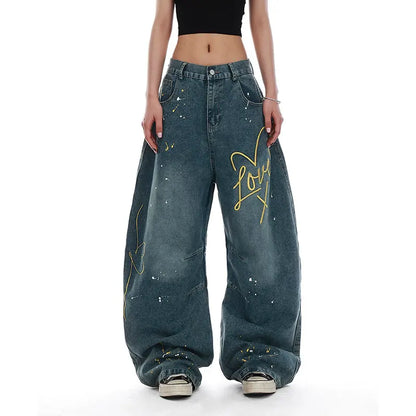 Y2K Women Streetwear Vintage Oversize Blue Denim Jeans