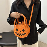 Color Blocking Halloween Pumpkin Shoulder Bag
