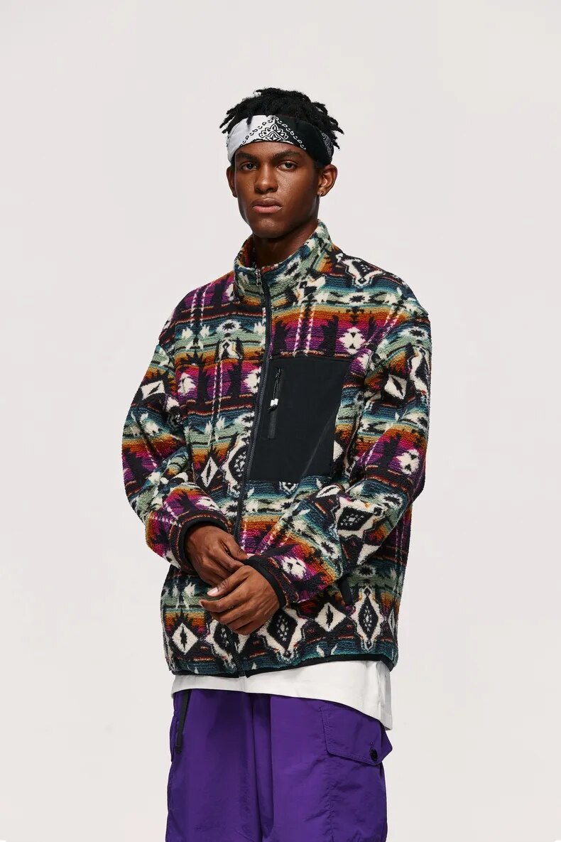 Ethnic Printing Sherpa Jacket