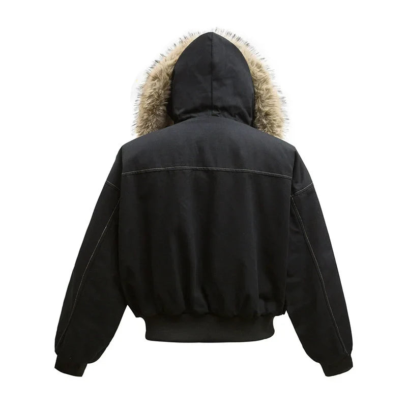 Arctic Luxe Fur-Trimmed Hooded Bomber Jacket