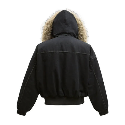 Arctic Luxe Fur-Trimmed Hooded Bomber Jacket